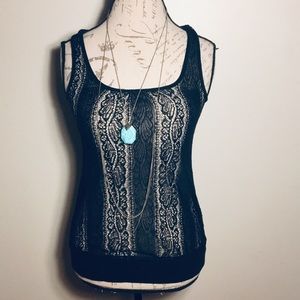 NWOT Eyeshadow black lace racerback tank Small